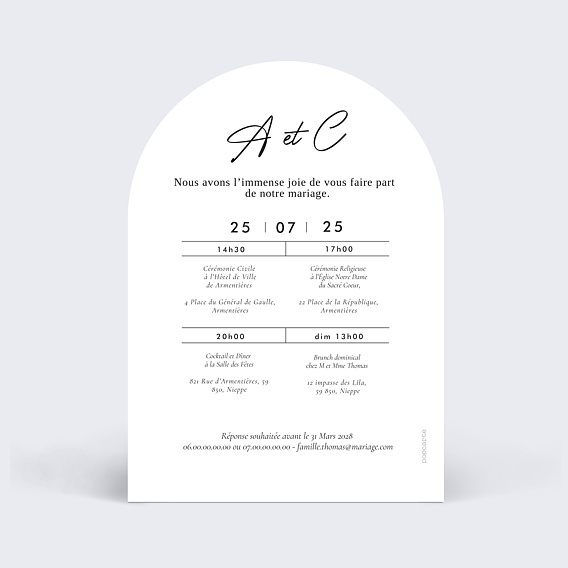 Faire part mariage Solstice Verso