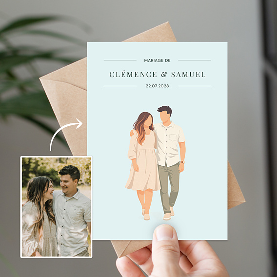 Faire-part Mariage Couple minimaliste aligné