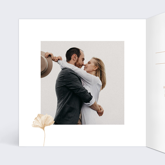 Faire part mariage Ginkgo Délicats Intérieur Gauche