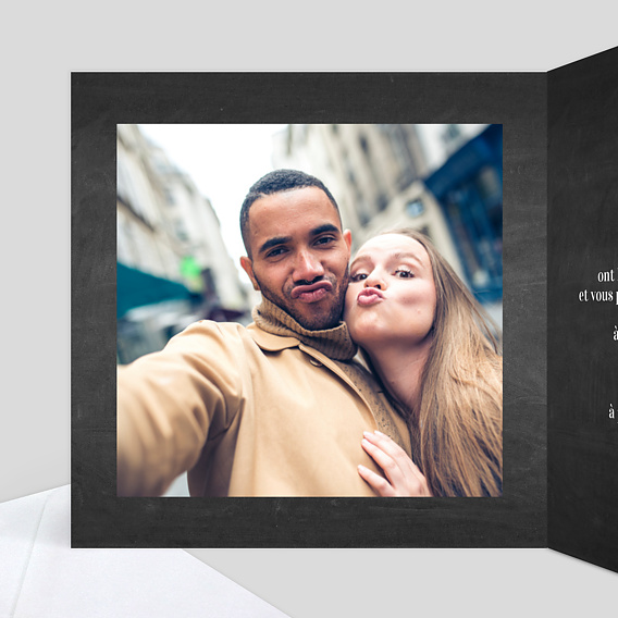 Faire part mariage Photomaton Ardoise Intérieur Gauche