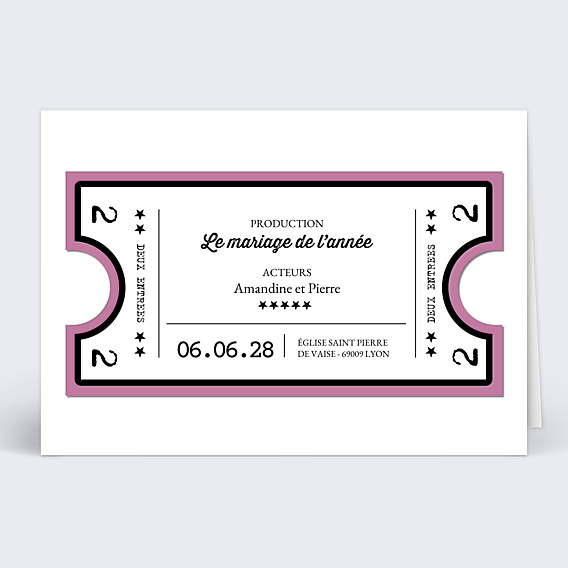 Faire part mariage Faire-part Mariage Ticket Cinéma