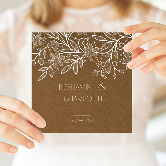 Faire-part Mariage Dentelle Élégante