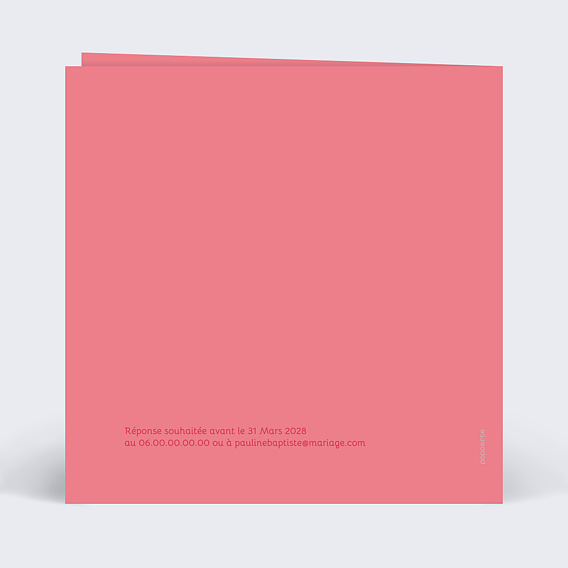 Faire part mariage Oui Coloré Verso