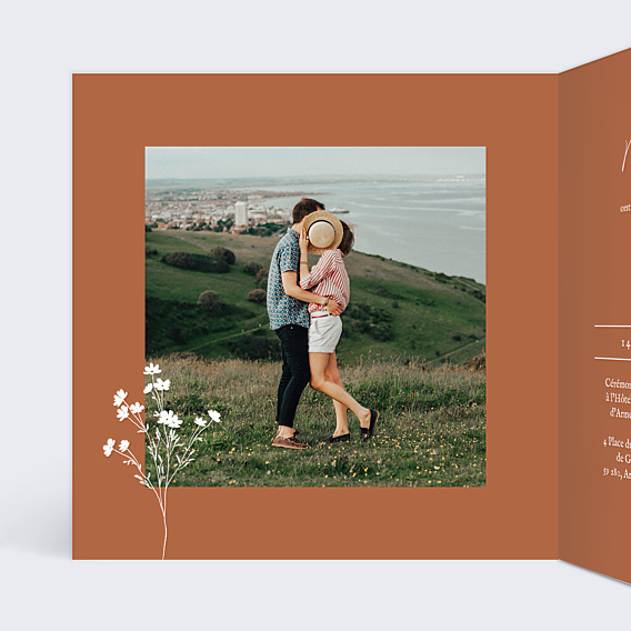 Faire-part Mariage Bouquet Champêtre Terracotta