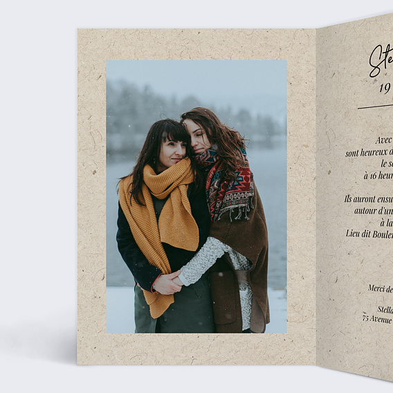 Faire part mariage Esprit Chiné Intérieur Gauche