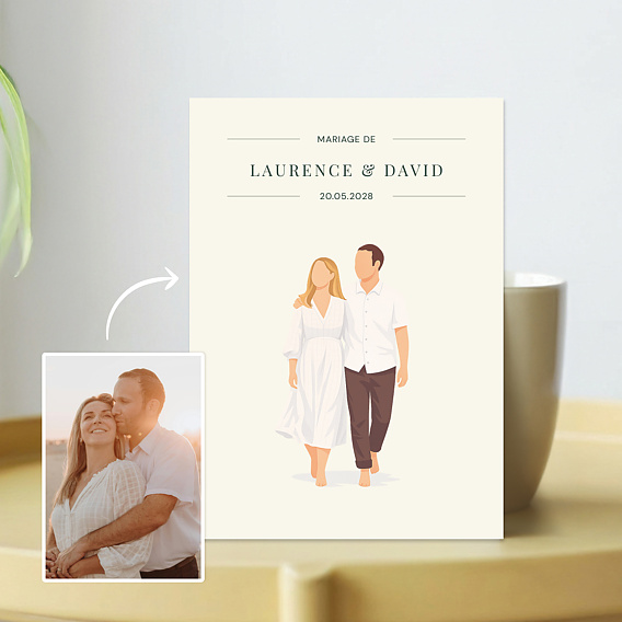 Faire part mariage Couple minimaliste aligné Après 1
