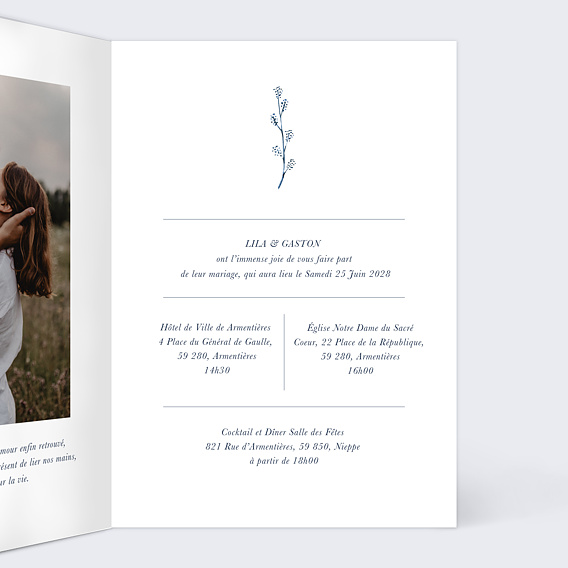 Faire part mariage Bloom Intérieur Droit