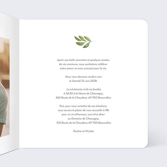 Faire-part Mariage Jardin Anglais