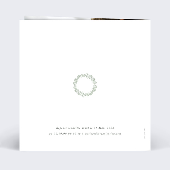 Faire part mariage Couronne Eucalyptus Aquarelle Verso