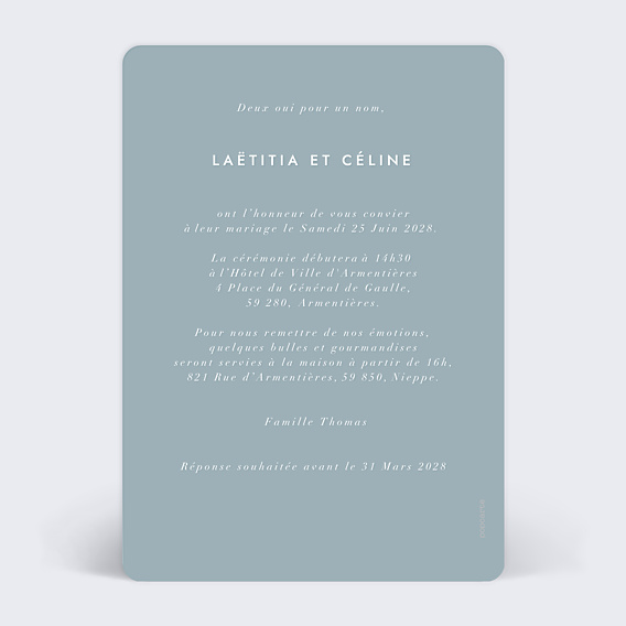 Faire-part Mariage Romantique Pastel
