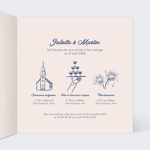 Faire-part Mariage Notre histoire à la main