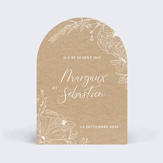 Faire-part Mariage Gravure Kraft