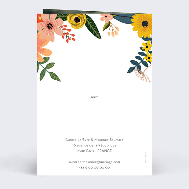 Faire-part Mariage Bouquet Printanier Verso