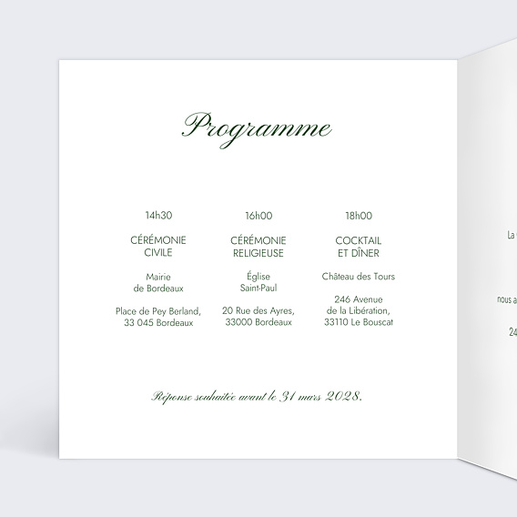 Faire part mariage Médaillon Intérieur Gauche