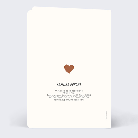 Faire part mariage Faire-part de Mariage Enfant Verso