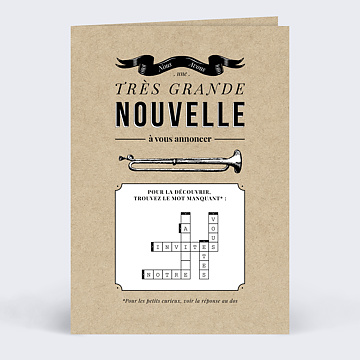 Faire-part Mariage Mots Croiss Vintage