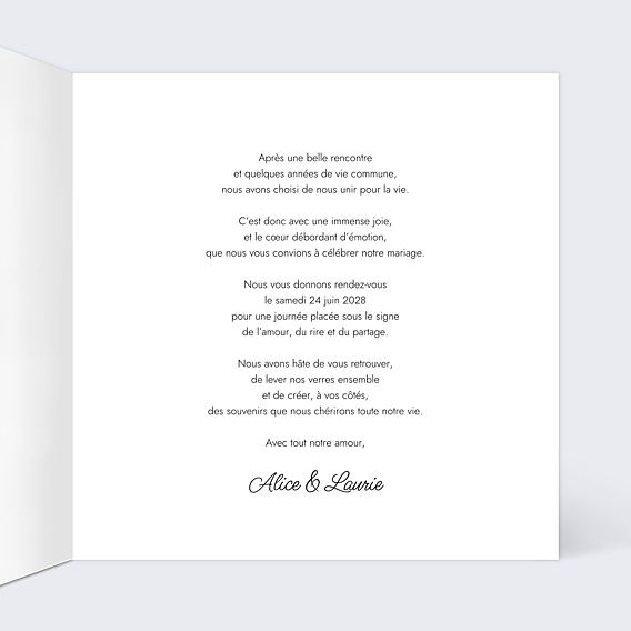 Faire-part Mariage Portrait au trait simple