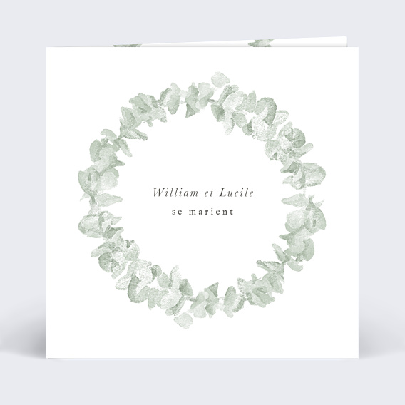 Faire part mariage Couronne Eucalyptus Aquarelle