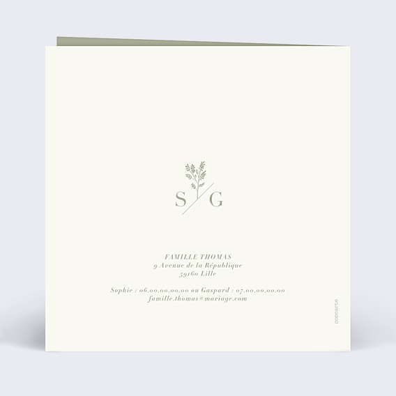 Faire-part Mariage Botanica Vert Sauge