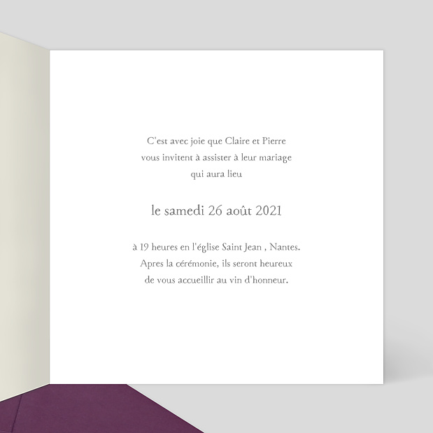 Faire-part Mariage Classique Cadre Multiphotos Intérieur Droit