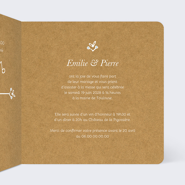 Faire-part de Mariage Timeline Dentelle Intérieur Droit