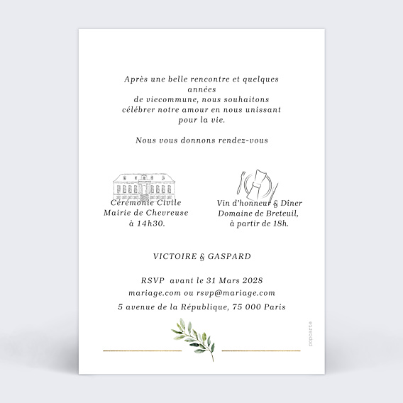Faire-part Mariage Végétal chic