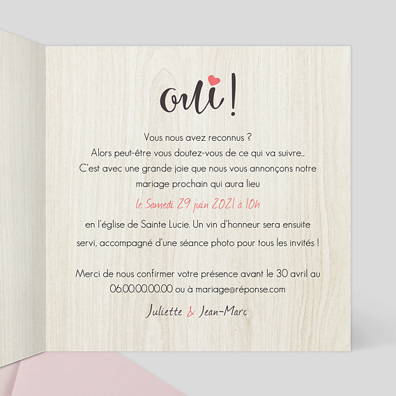 Faire part mariage Photomaton Intérieur Droit