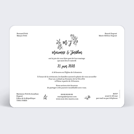 Faire-part Mariage Tampon Romantique