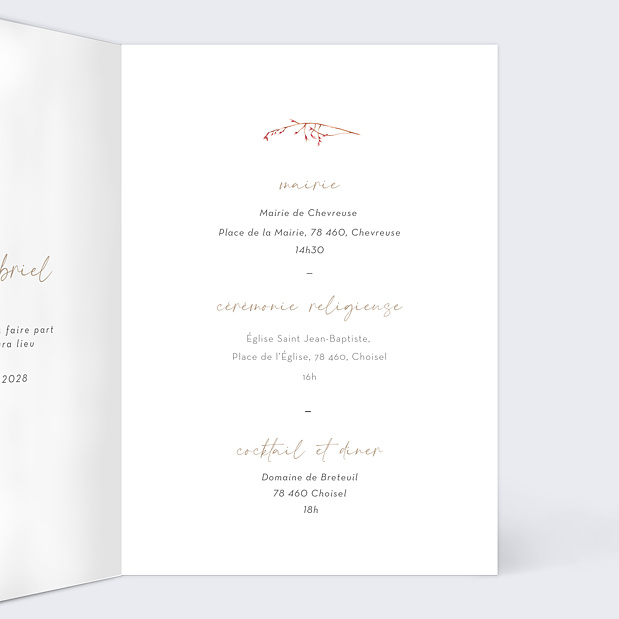 Faire-part Mariage Prairie Intérieur Droit