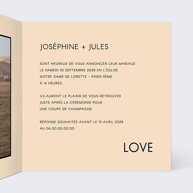 Faire-part Mariage Bold Intérieur Droit
