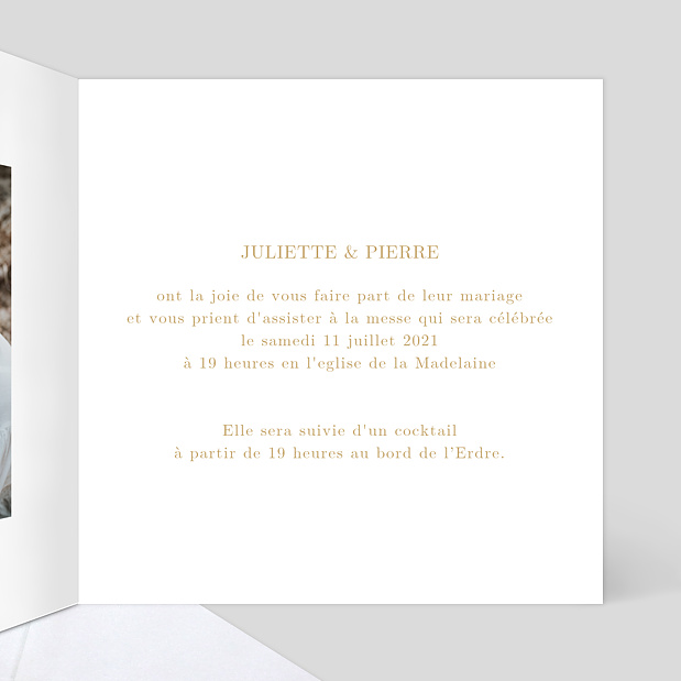 Faire-part Mariage Ligne Intérieur Droit