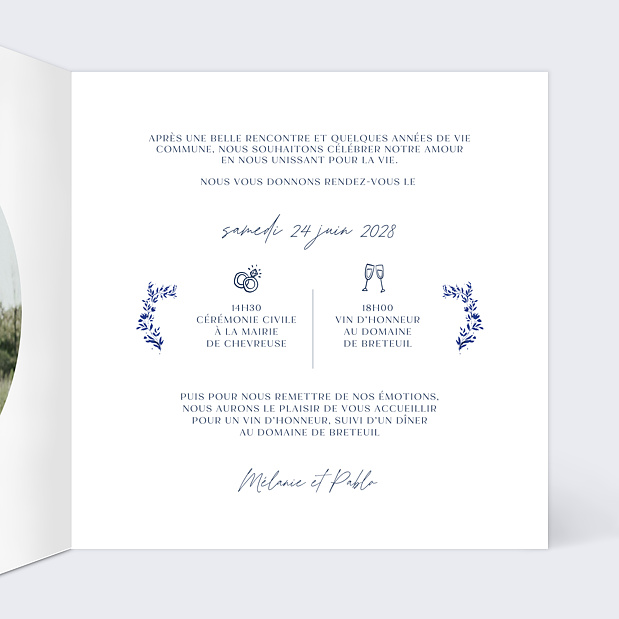 Faire-part Mariage Esprit Azulejos Intérieur Droit