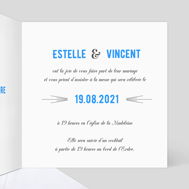 Faire-part Mariage Esprit Gravure Intérieur Droit