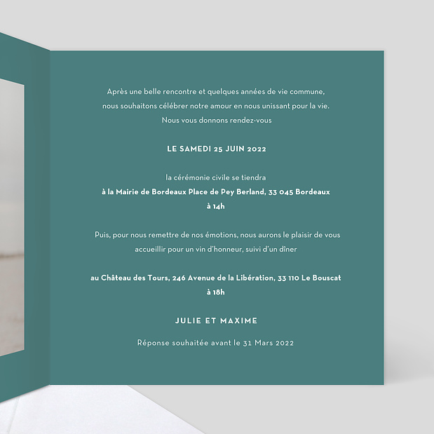 Faire-part de Mariage Fleurs Délicates Intérieur Droit