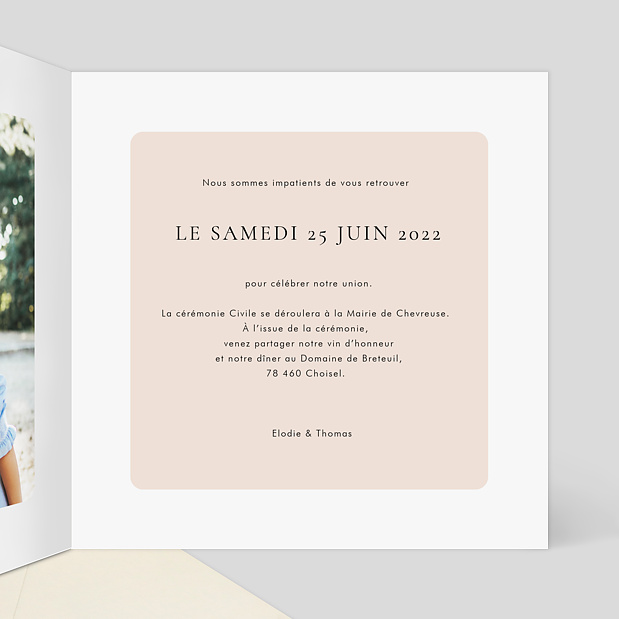 Faire-part de Mariage Gourmandise Intérieur Droit