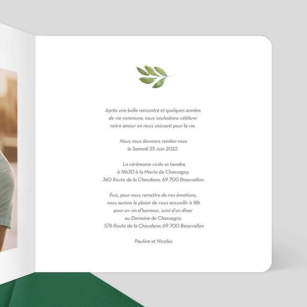 Faire-part Mariage Jardin Anglais Intérieur Droit