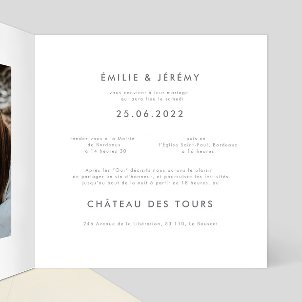 Faire-part Mariage Olympia Intérieur Droit