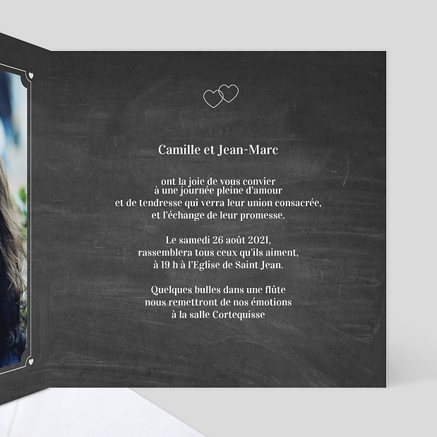 Faire-part Mariage Pastille Ardoise Intérieur Droit