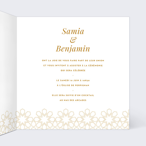 Faire-part Mariage Motif oriental