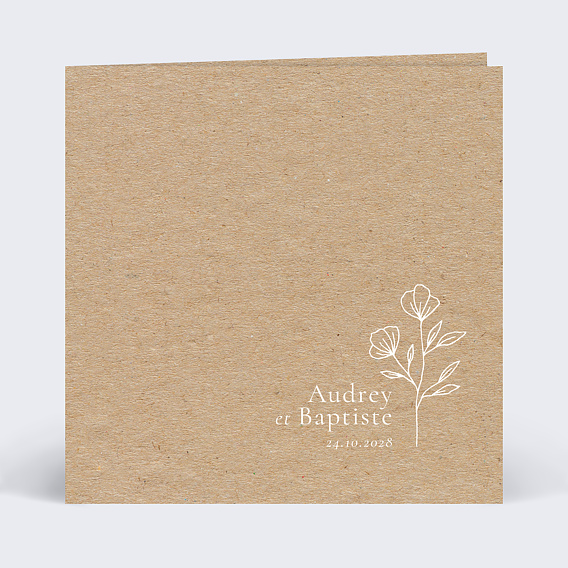 Faire-part Mariage Soliflore Kraft