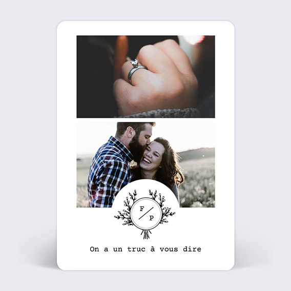Faire part mariage Tampon Rustique 2 Photos
