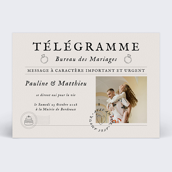 Faire part mariage Télégramme