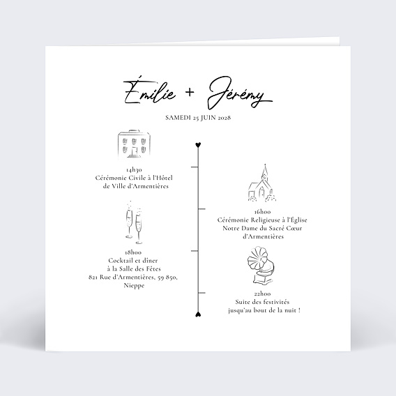 Faire part mariage Timeline Calligraphie