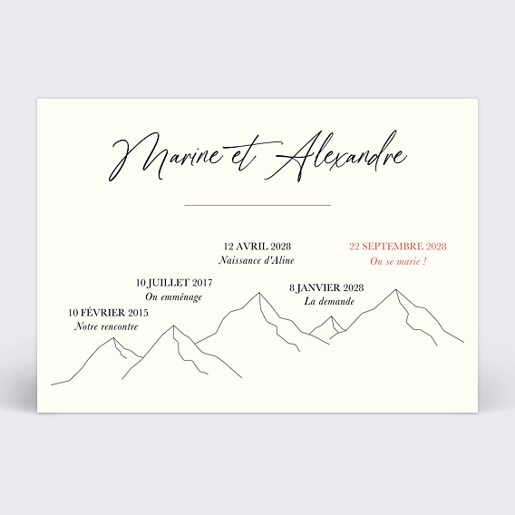 Faire part mariage Timeline Montagne