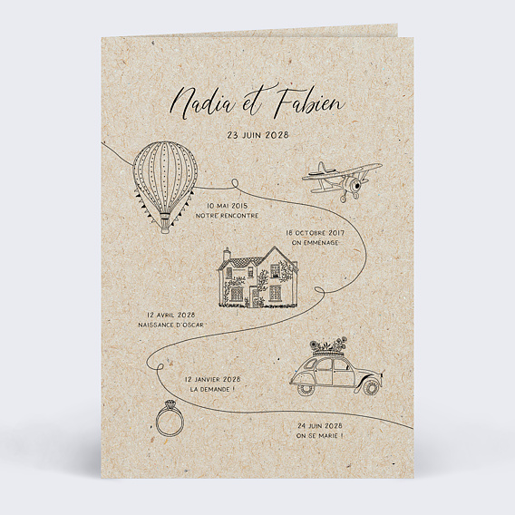 Faire part mariage Timeline Voyage