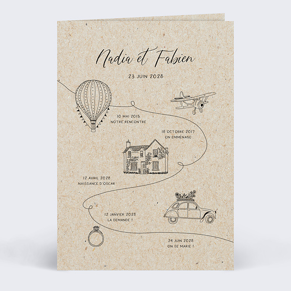 Faire-part de Mariage illustré - Popcarte