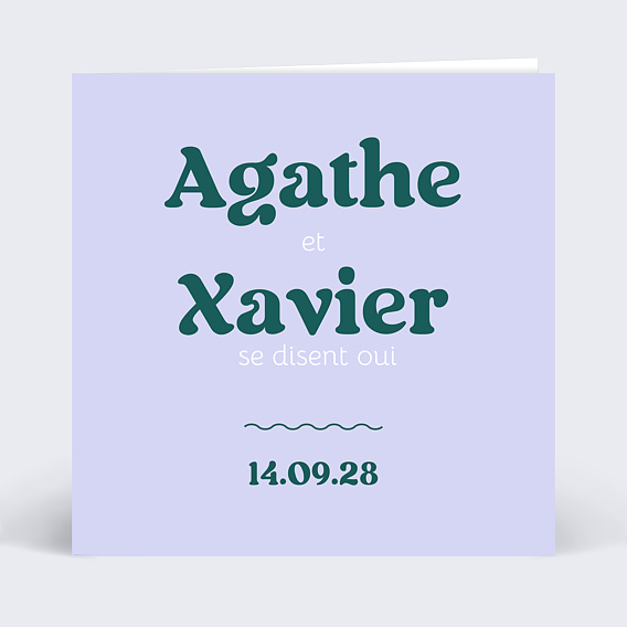 Faire part mariage Typographie Colorée
