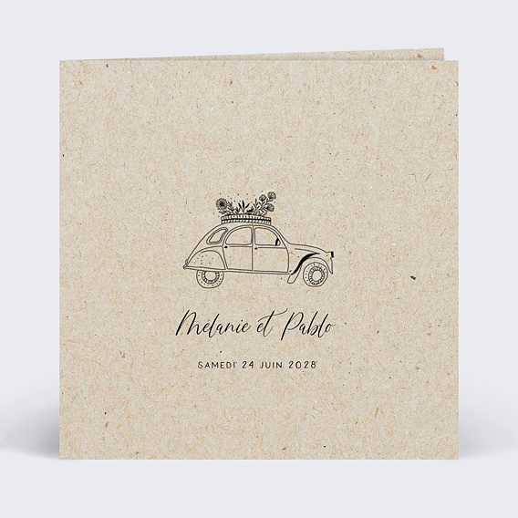 Faire part mariage Voiture Vintage