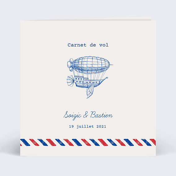 Faire-part Mariage Voyage Ballon Dirigeable
