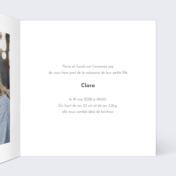 Faire part naissance Pop Art Intérieur Droit